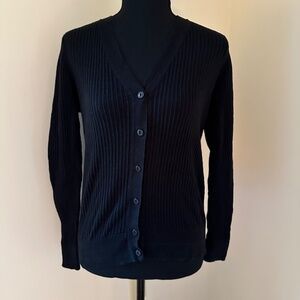 *SAKS FIFTH AVENUE* Black Long Sleeve Button Down Cardigan Size Medium
